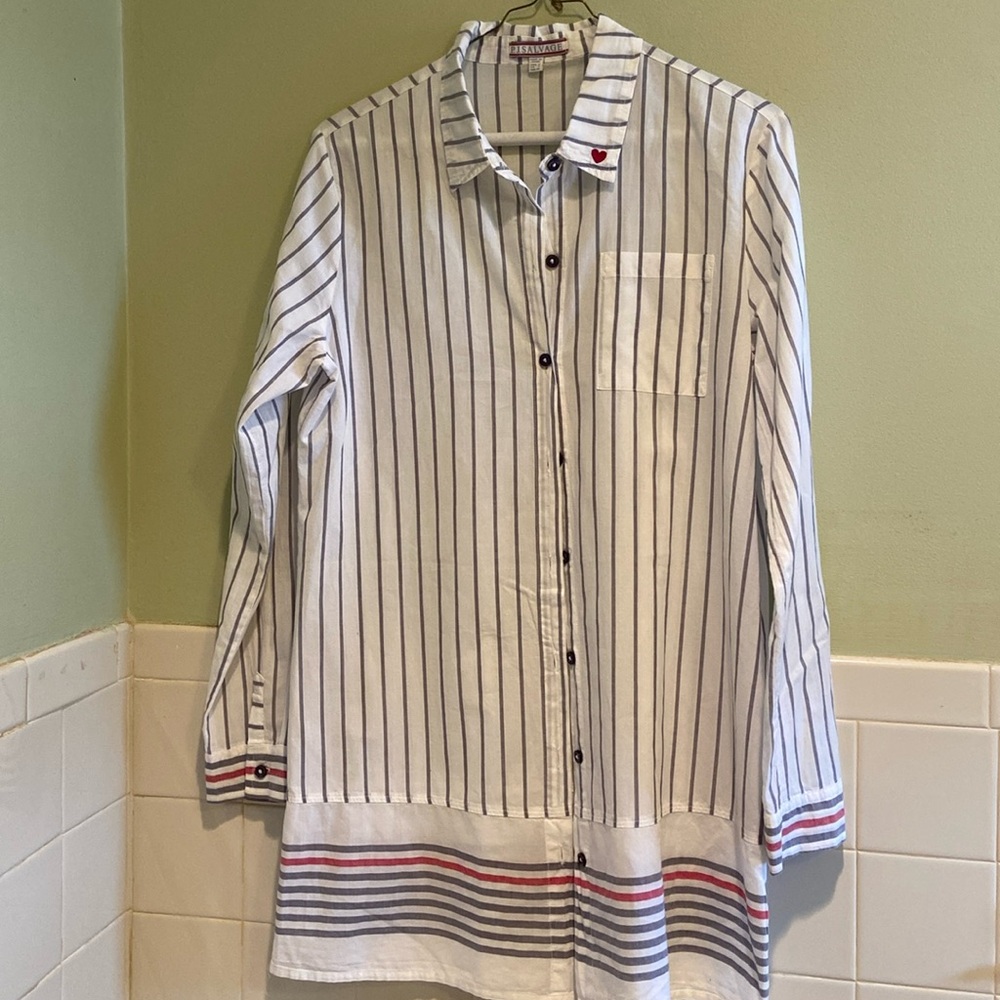 P.J. Salvage Womens Premium Button Down Pajama Shirt, Size Small